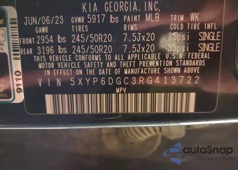 2024 Kia Telluride S z USA, uszkodzony, nr VIN 5XYP6DGC3RG413722